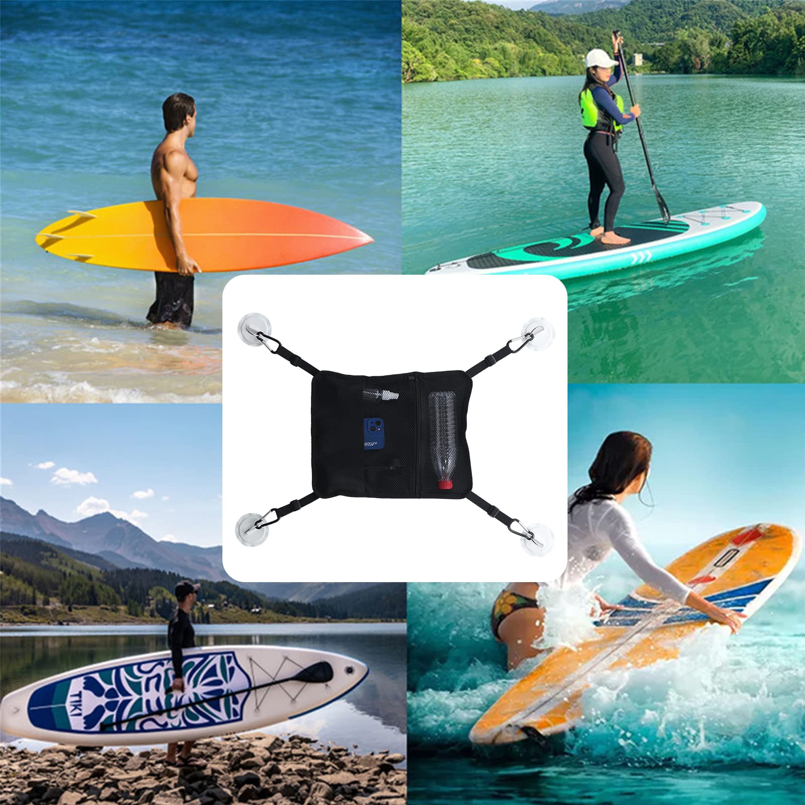 Sac Filet Pour Paddle Ou Kayak – étanche, Avec Anneaux D Et Ventouses, 38x31 Cm