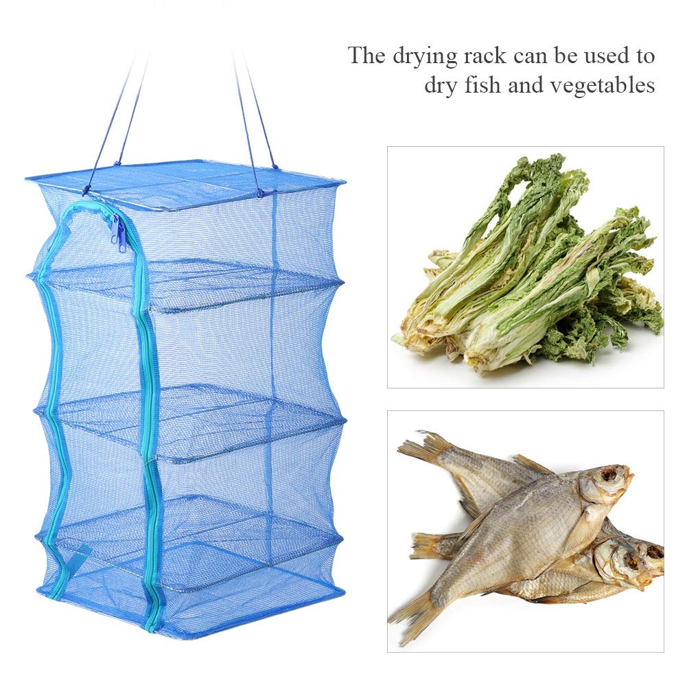 NDNCZDHC Fish Drying Net PE Herb Drying Rack Blue Vegetable Dryer Foldable Drying Rack Food Drying Rack Hanging Dish Drying Rack(13.8in)