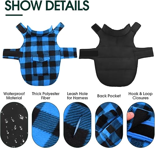 Miniatura 9 de Kuoser - Abrigo de invierno para perro de estilo británico, resistente al viento, ropa para perros, chaquetas para perros, chaleco para perros