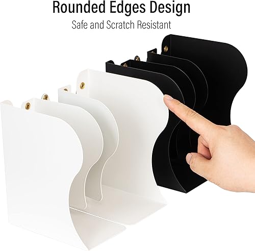 Miniatura 5 de Sujetalibros expandible, extremo de libro de metal ajustable, organizador de archivos de revista, organizador de escritorio y accesorios para Negro