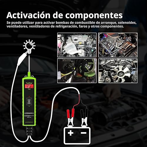 Miniatura 3 de Luz de prueba de 12 voltios automotor, kit de sonda de circuito de potencia, probador de fusibles de coche 6V - 24V, Probador de voltaje 0.3v-70v