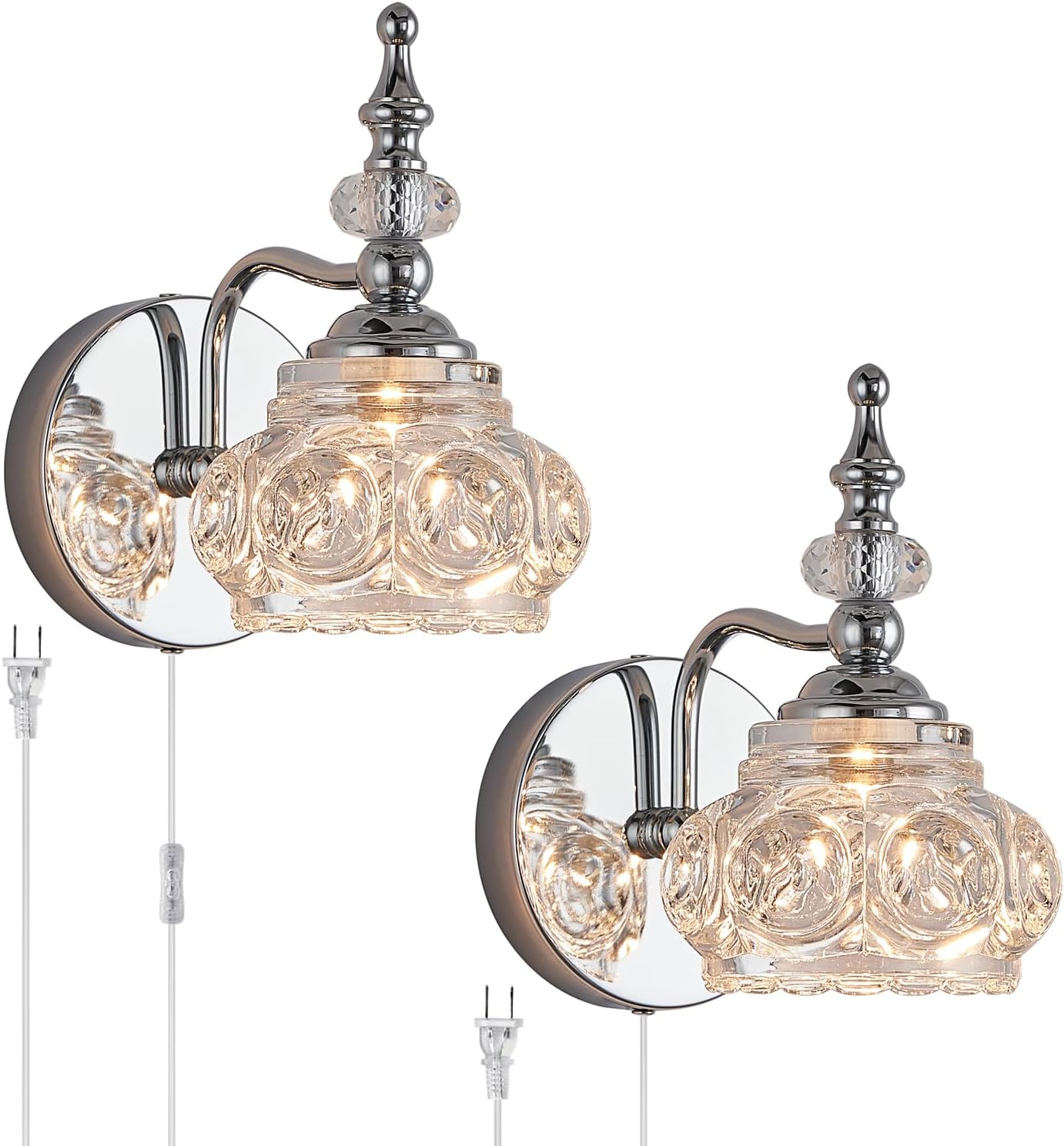 Chrome Wall Sconces Sets of 2 Lighting Fixtures Bathroom Wall Sconce Lights for Living Room