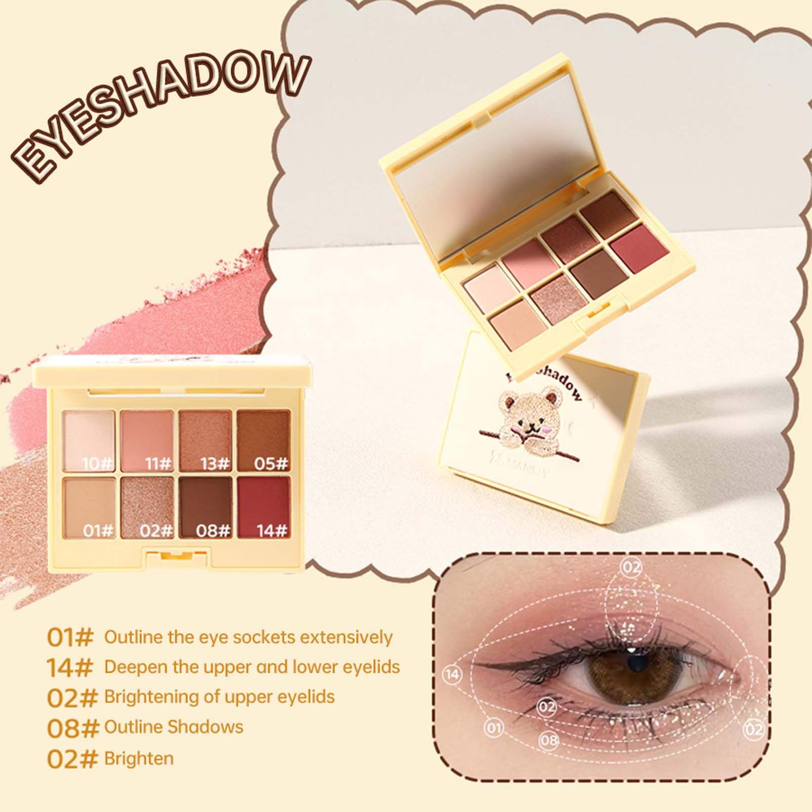 All-in-One Make Up Set, 8 Stück Schminke Set, Make-up Sets für Frauen Mädchen, Schmink Geschenkset mit Eyeliner, Lidschatten Palette, Mascara, Air cushion und Lipstick, Perfekte Geschenk für Frauen