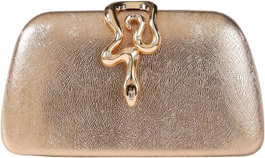 Womens Clutch Bag with Elegant Snake Accent - Stylish & Chic Evening Purse