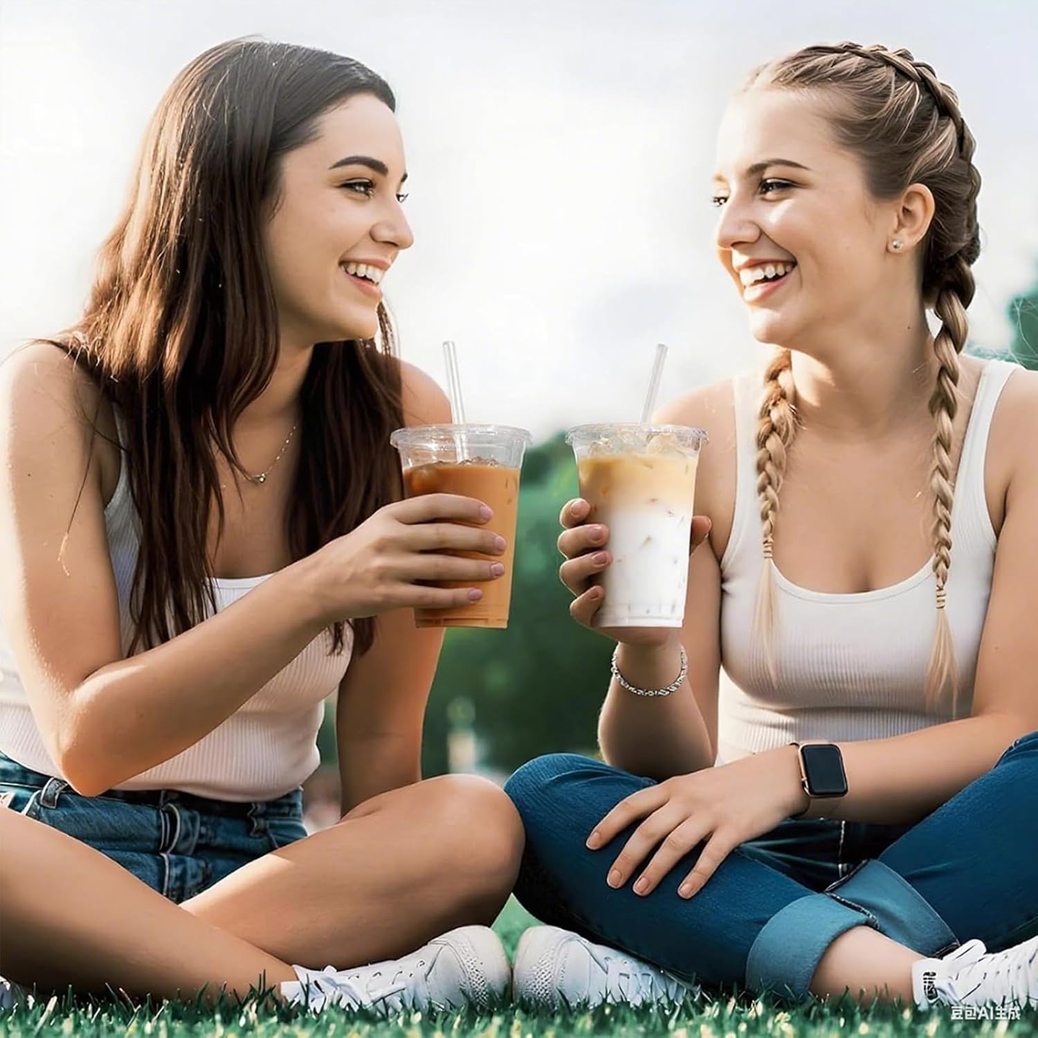 240 Pcs Clear Flat Lid with Straw Slot Disposable Plastic Coffee Lids PET Cup Cover for 12 oz, 16 oz, 20 oz and 24 oz Cups for Milkshake Slush Ice Cream Summer Party Supplies