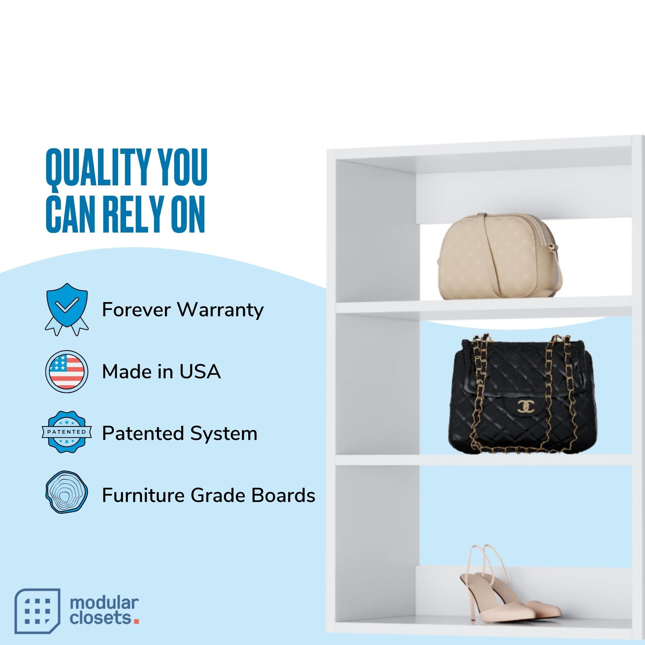 Modular Closets Vista Collection Short Tower Wood Built In Closet Organizer Unit (White, 19.5