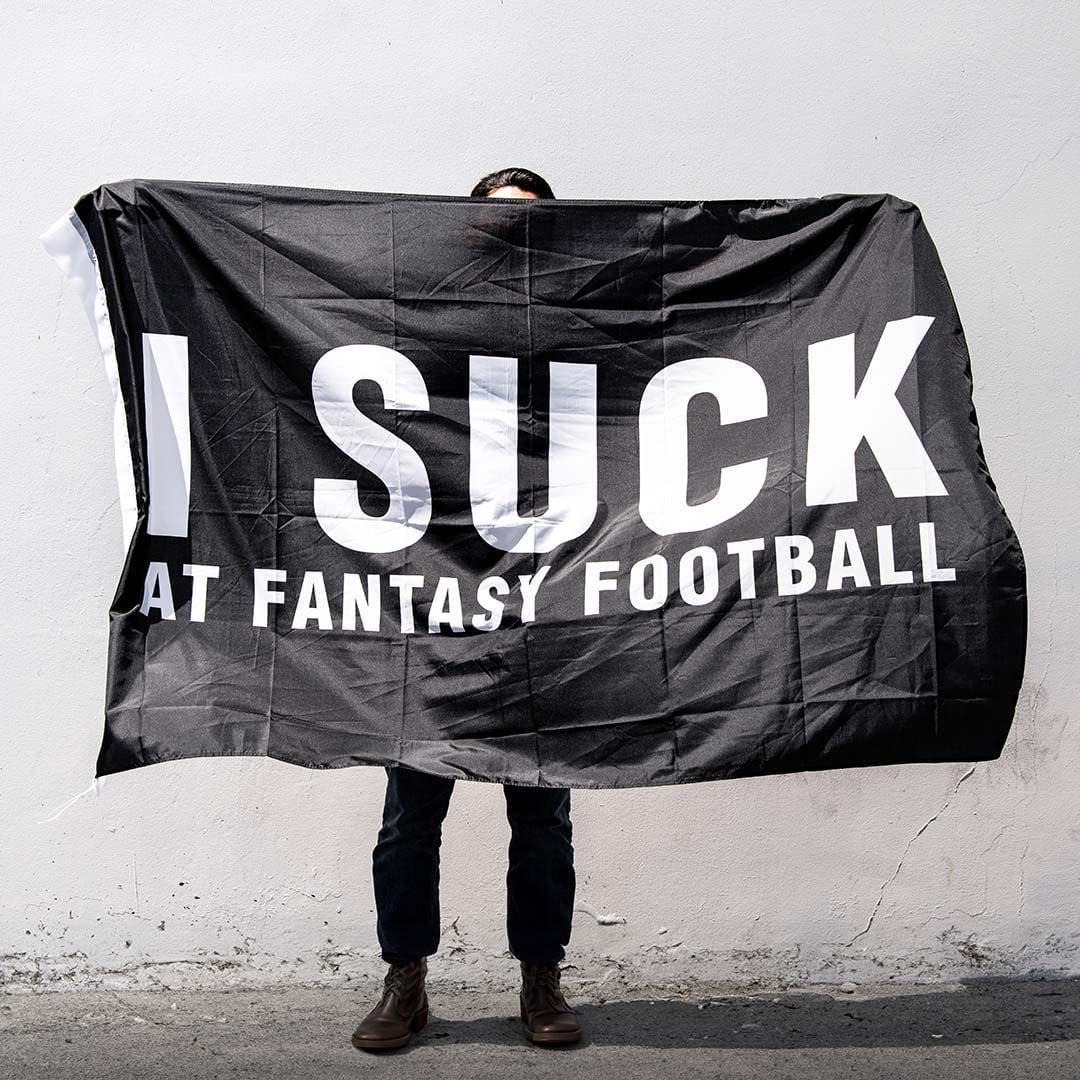 TrophySmack I Suck At Fantasy Football Flag, Embarassing Loser Award - 6ft (Black)
