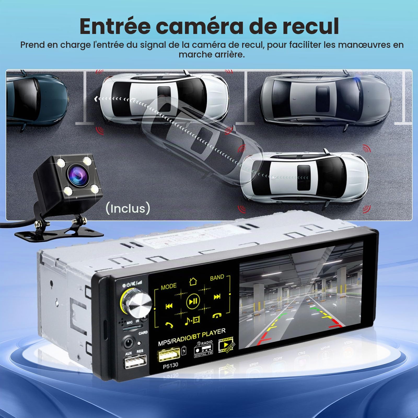 Hikity 4.1" 1 DIN Autoradio avec Bluetooth FM RDS