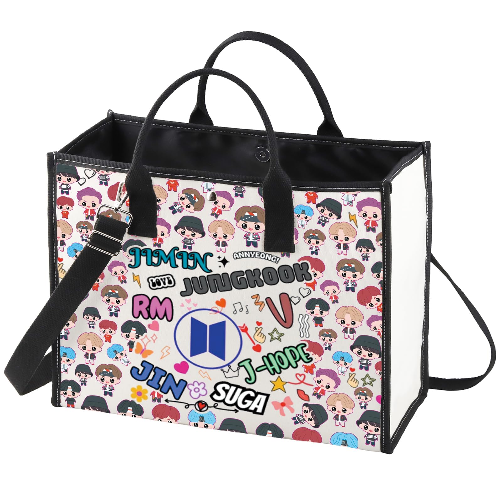WZMPA K-pop Army Tote Bag Korean Army Fans Gifts K-Pop Boygroup Shoulder Bag Korean Group Member Merchandise