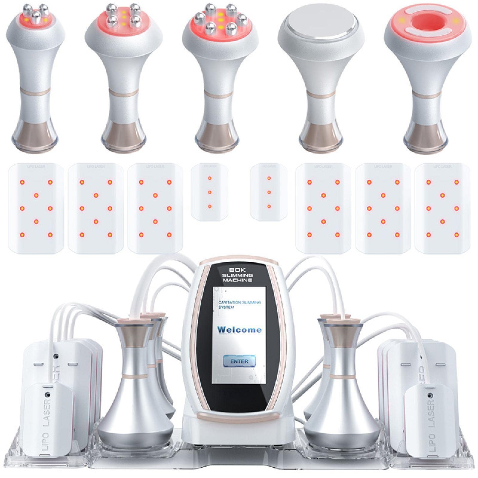 Dispositivo Dimagrante 80K Cavitazione Corpo Dimagrante Modellatrice RF 6 in 1 Massaggio Antirughe Strumento per rassodare la Pelle Strumento per la Cellulite Oro (Oro)