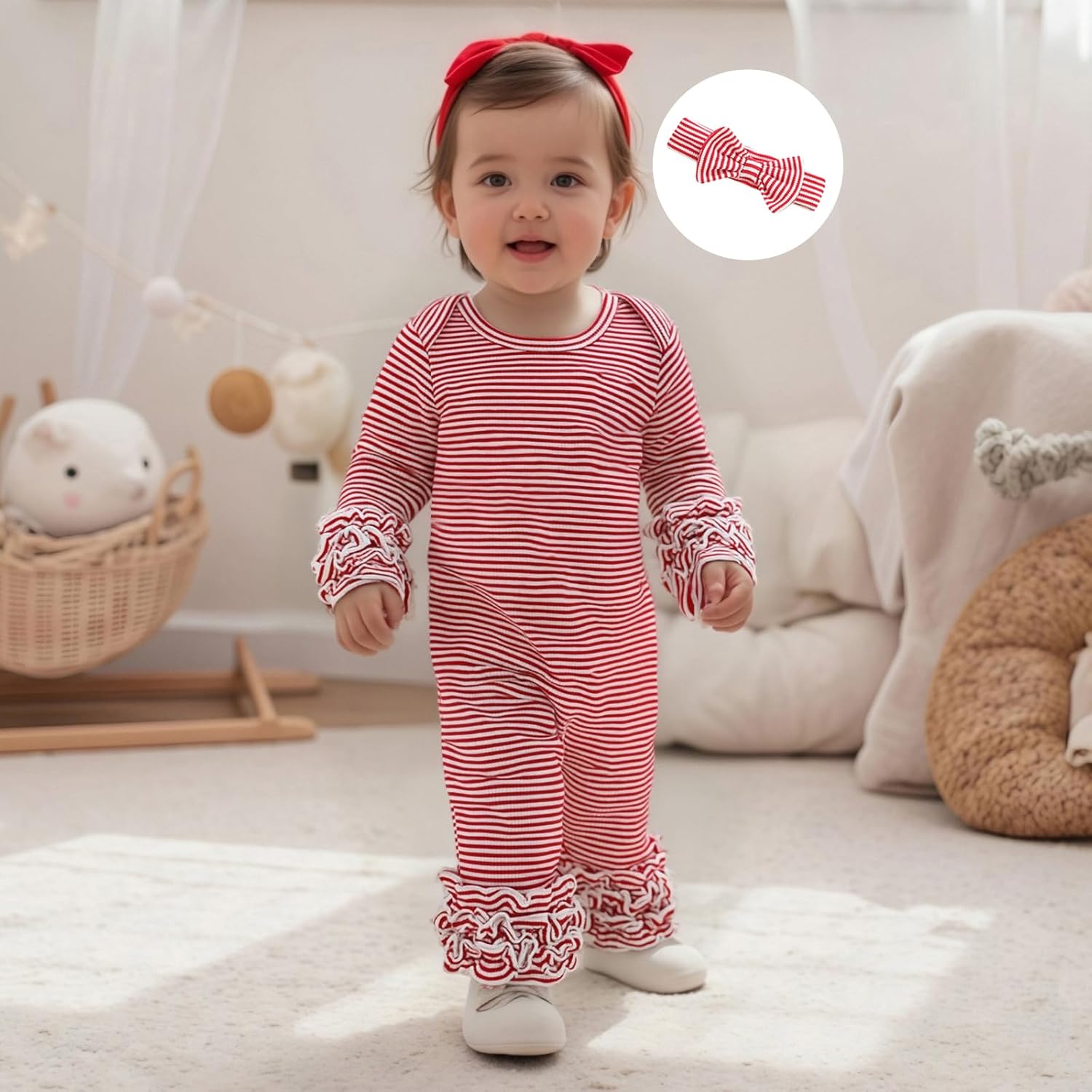 Newborn Baby Girl Clothes Jumpsuit Ruffle Romper Bodysuit Pants Headband One-Piece Coming Home Hospital Outfits - Image 3