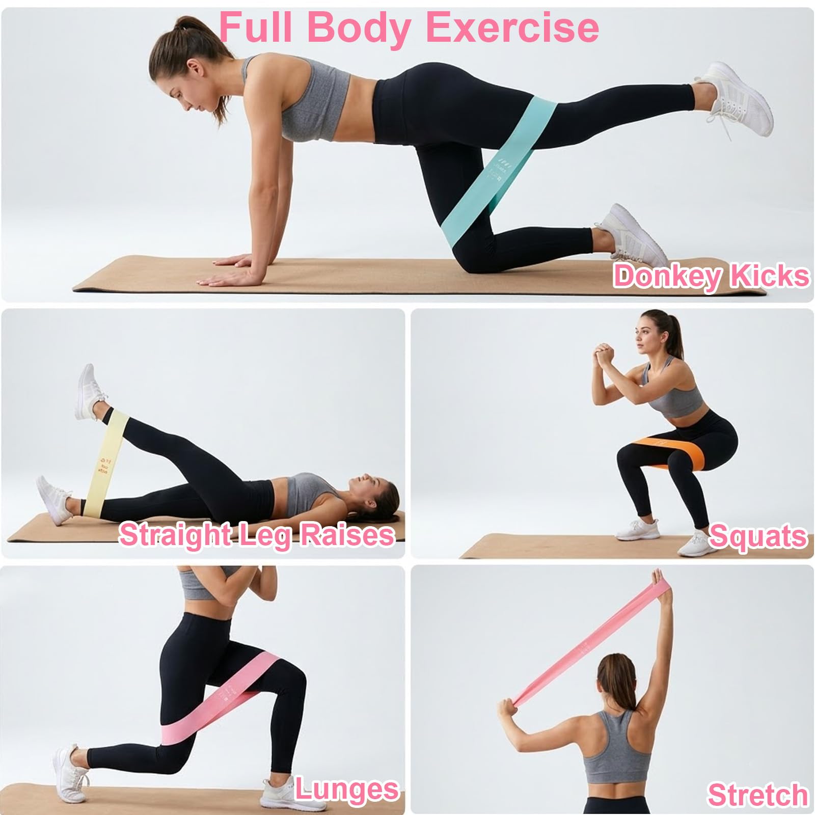 Set di 2 Cunei per Squat & 5 Bande Elastiche Fitness, Pedana Inclinata Allungamento Polpacci per Squat Profondi & Stacchi da Terra, Blocchi Yoga Mobilità Caviglie, Schiuma EVA Antiscivolo