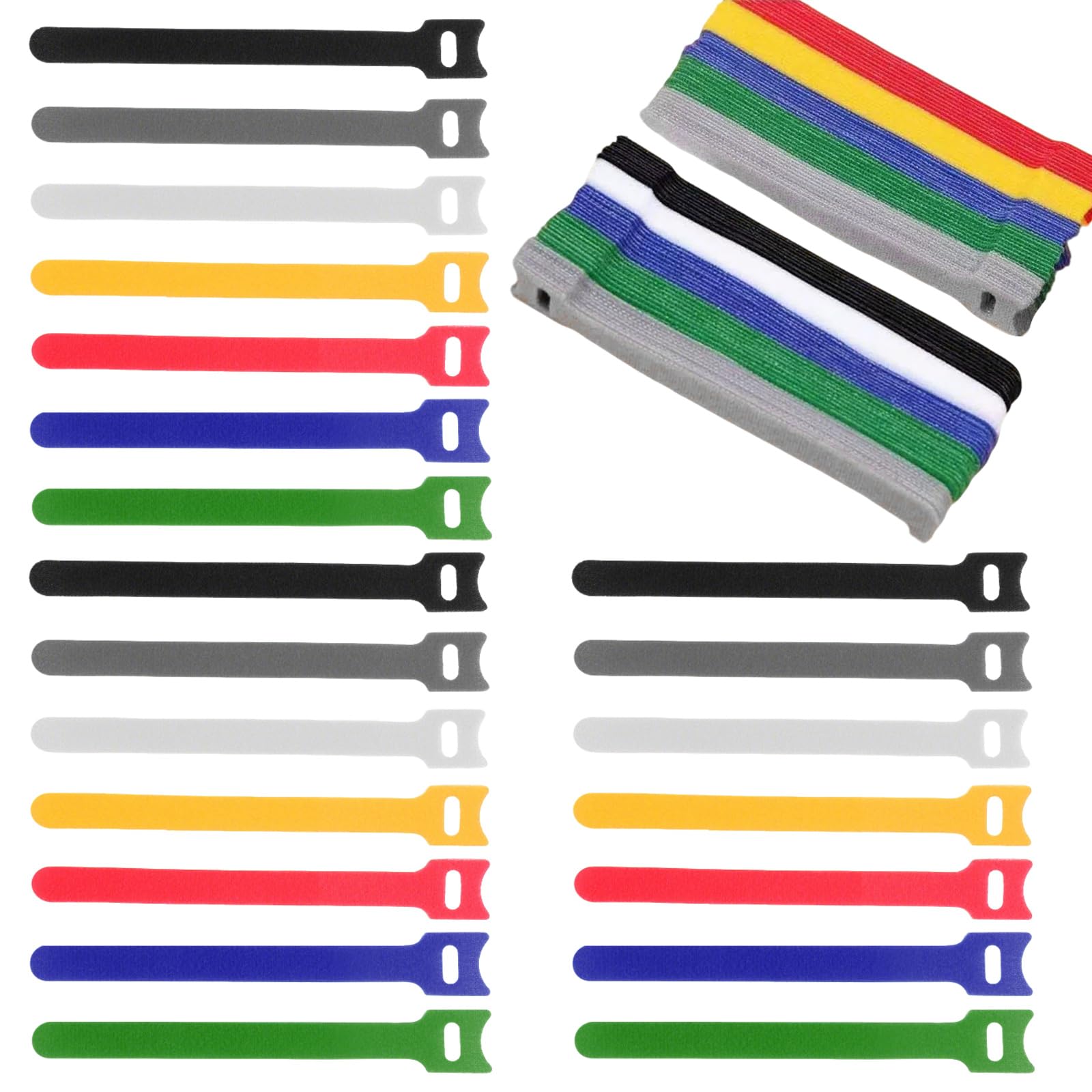 140 Pcs Hook and Loop Cable Ties, Reusable Adjustable Cable Straps, Wire Organizer Wraps for Home Office Laptop Tablet Cord Management (7 Colors)