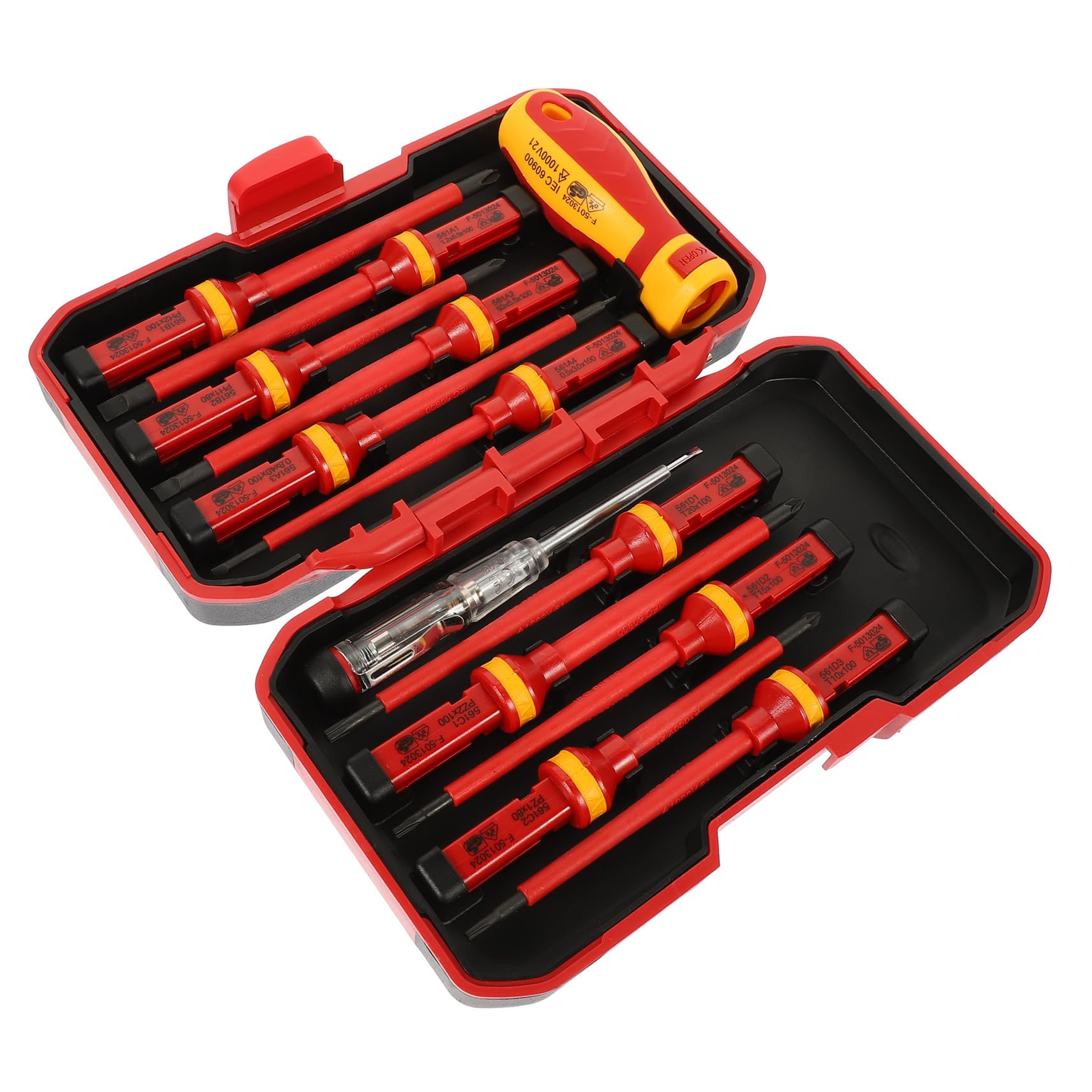 Artibetter Destornilladores Aislados Vde de 1000 V y Mango Ergonómico Set de 13 Puntas Pozidriv Ranuradas de Acero Vanadio para Electricistas Profesionales