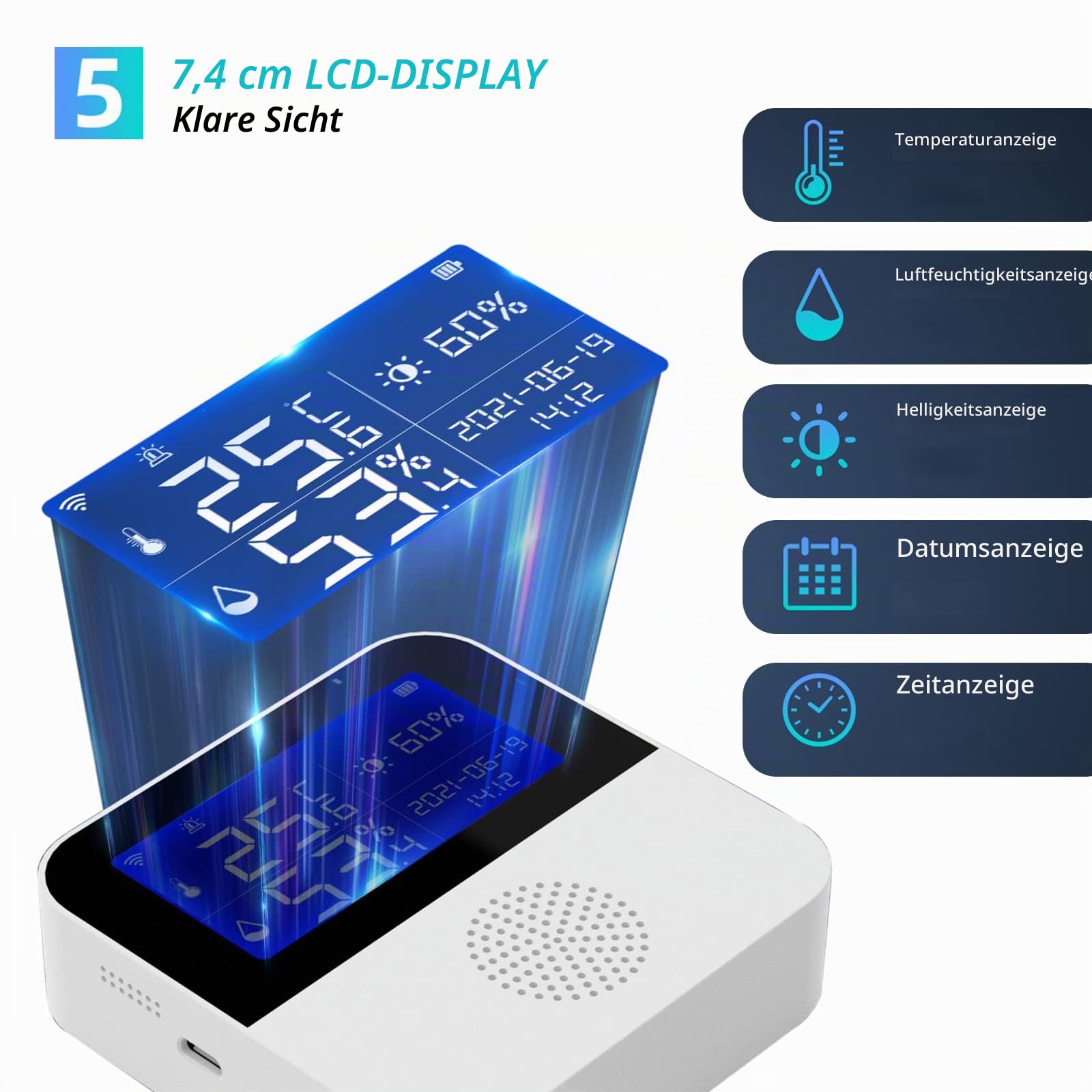Kabelloses Thermometer Hygrometer,CEIEVER WLAN Thermometer Hygrometer App Benachrichtigung und Datenspeicherun Bluetooth Thermo Hygrometer funktioniert mit Alexa/Google