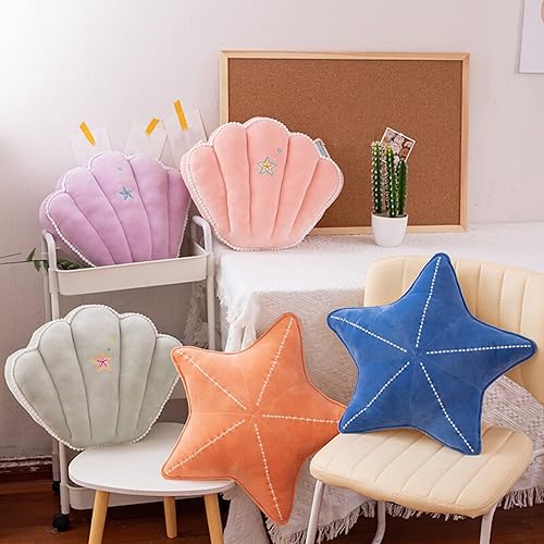 Miniatura 7 de Cojín de felpa con diseño de estrella de mar para automóvil, mesita de noche, sofá, muebles para el hogar, dormitorio, oficina (19.6 pulgadas,