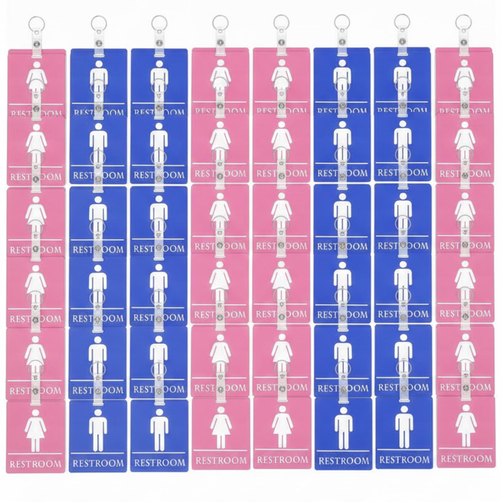Fuyoooo 48 Set Bathroom Pass for Classrooms with Keychain Blue,Pink