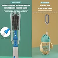 Vista 3 de Juego de cepillos eléctricos para biberones de 4 piezas, cepillo para biberón, cepillo para pezones, cepillo para popote y mango de extensión