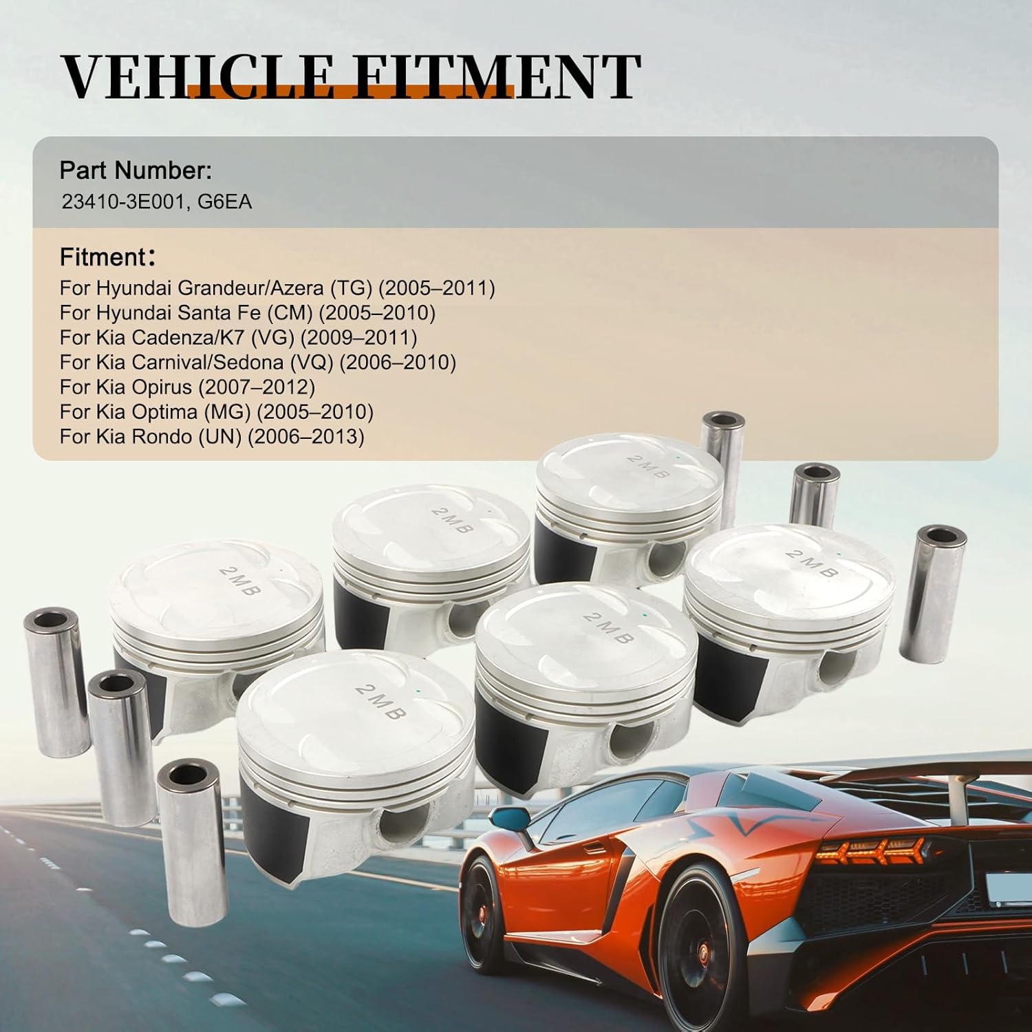 23410-3E001 6pcs Piston Rings Set Fit for Hyun-dai K-ia G6EA 2.7 23410-3E001 Aftermarket Parts Replace OE 234103E001