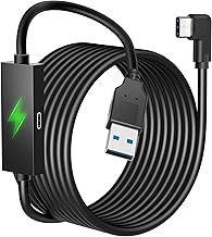 Kuject Link Cable with Charging for Meta Quest 3S Oculus Quest 3 Quest 2/Pro, Pico 4, USB 3.0 5Gbp High Speed USB A to USB C Serial Cable for Steam VR Headset Accessories and Gaming PC -16FT