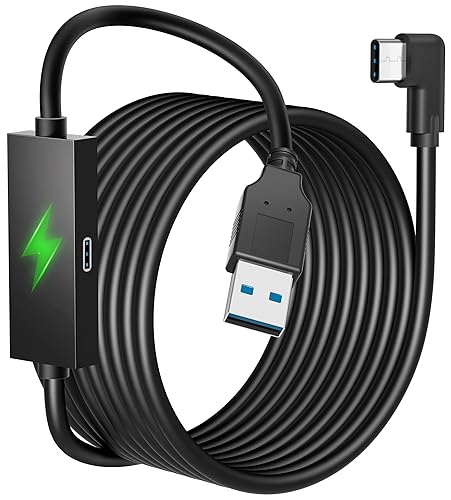Kuject Design 16FT Link Cable for Quest 3S/3, Quest 2, Quest Pro, with Separate Charging Port for Uninterrupted Power, USB 3.0 Type A to C Cable for