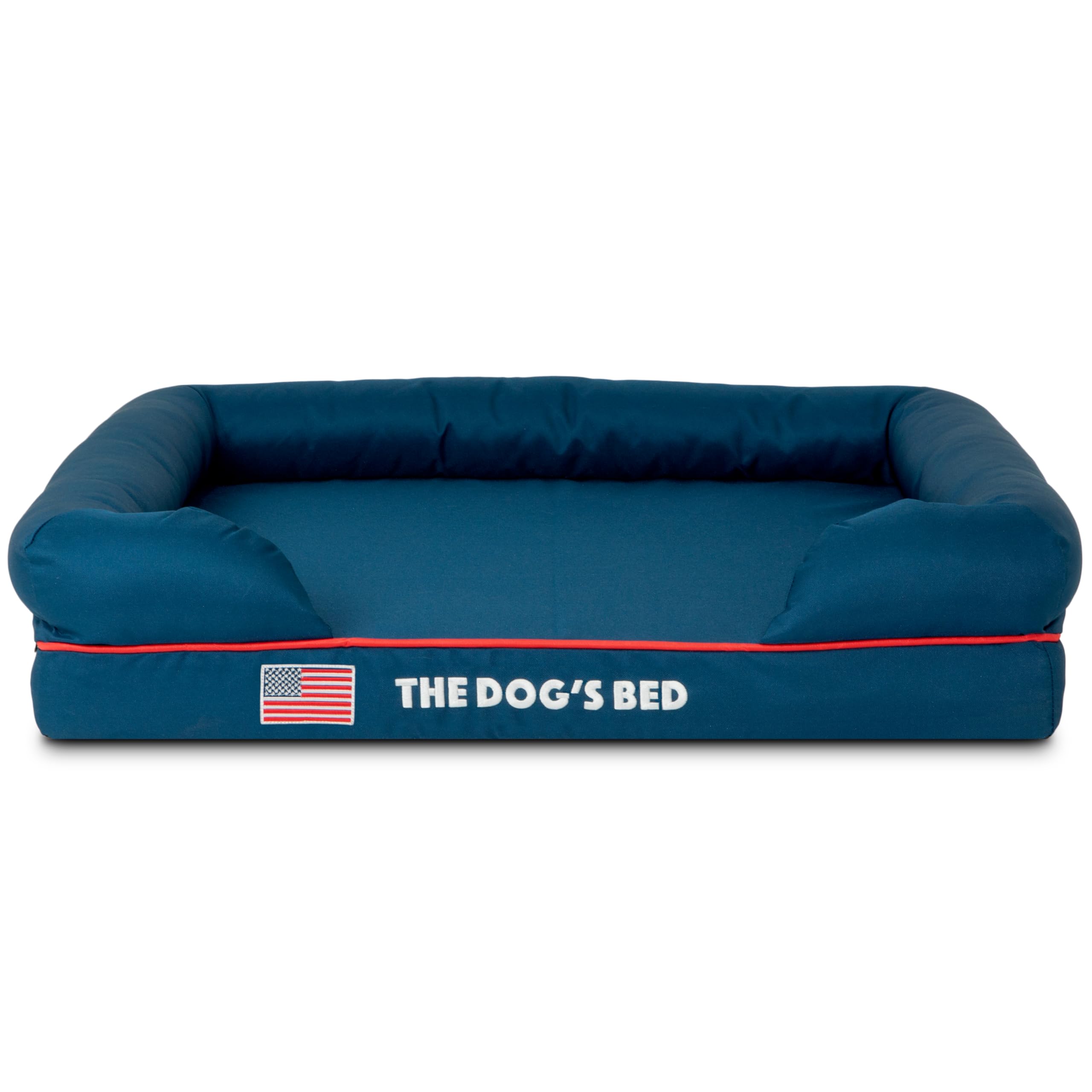The Dog’s Bed Cover – Replacement Cover, Blue with Red Trim & USA Flag, Medium — image 1