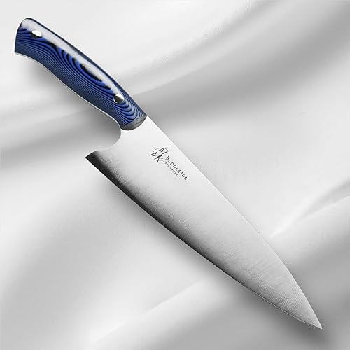 Vista 3 de Middleton Made Knives Echo - Cuchillo de chef profesional hecho a mano con acero inoxidable AEB-L, hecho en Estados Unidos, gran regalo de chef, Azul