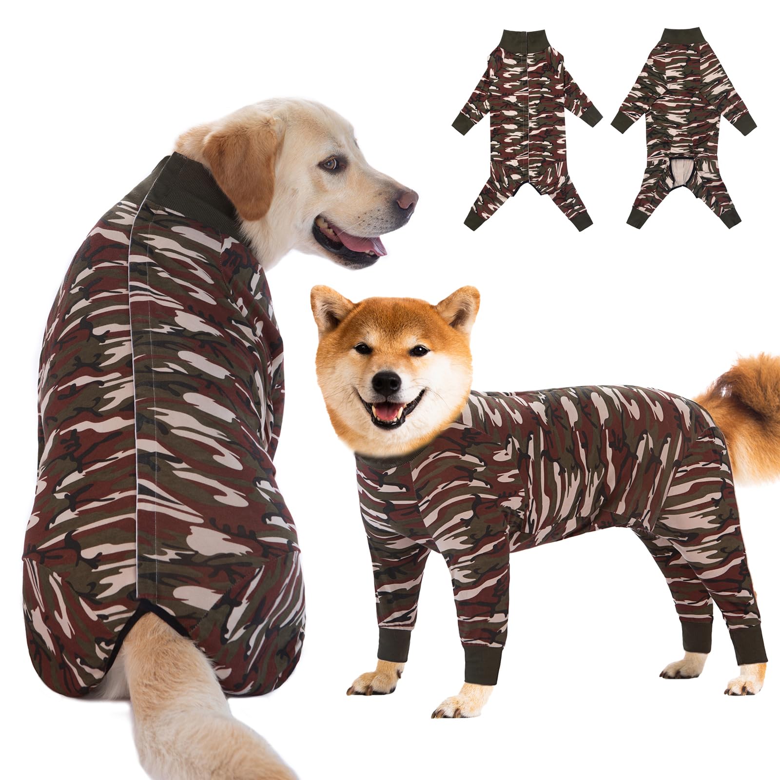 Recovery Suit for Large Medium Dogs After Surgery, Soft Breathable Anti Licking Dog Onesie E-Collar & Cone Alternative, Pet Bodysuit for Preventing