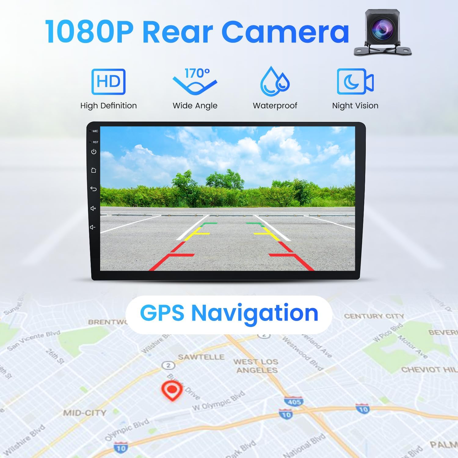 Car Stereo for Toyota Tacoma 2005-2015, Android 9-Inch Touch Screen Head Unit with Wireless CarPlay Android Auto, 4-Core 2GB RAM 32GB ROM, GPS Navigation, Bluetooth, Backup Camera, Retains Steering Wh