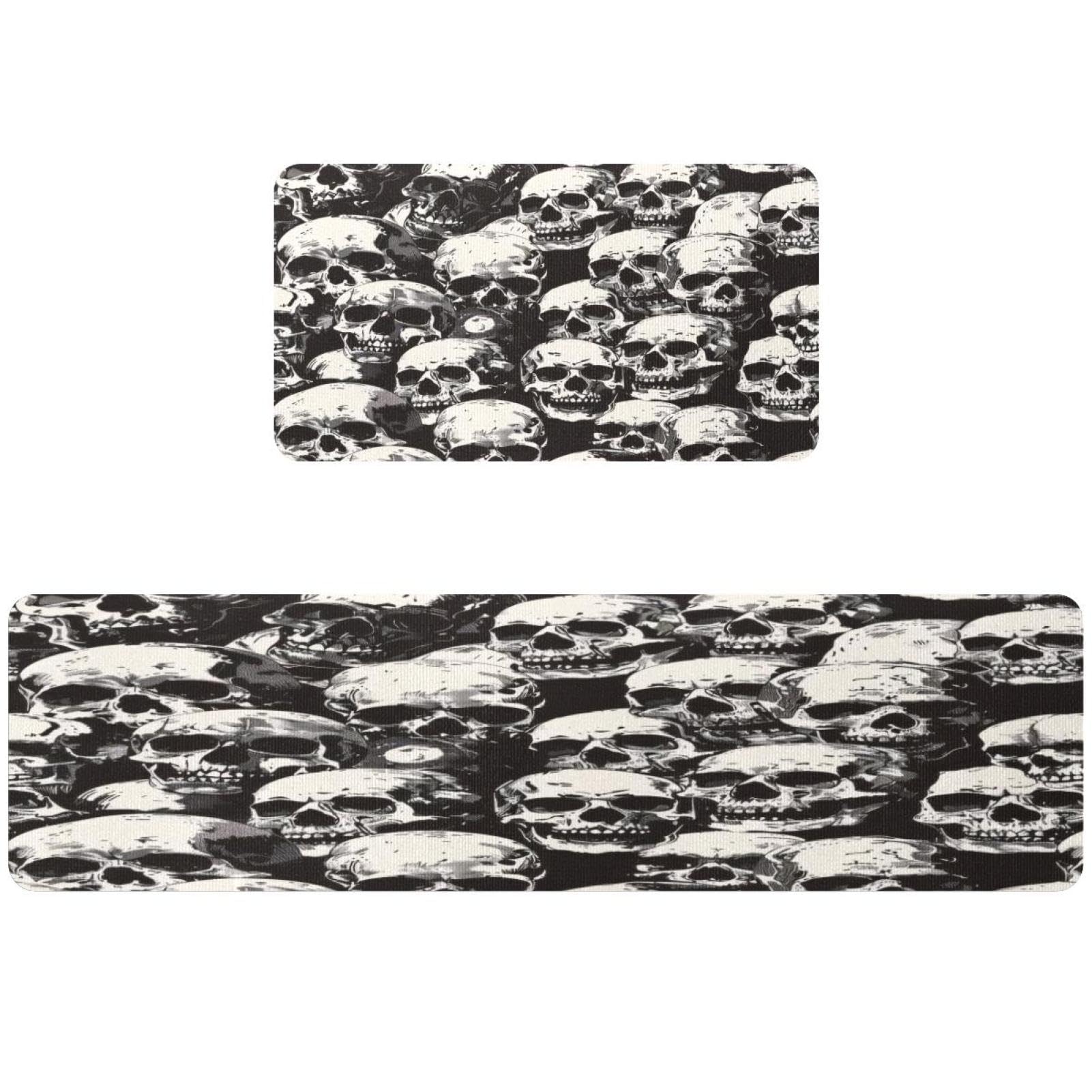 Tapis de cuisine lot de 2 lavables absorbants grunge skulls sol
