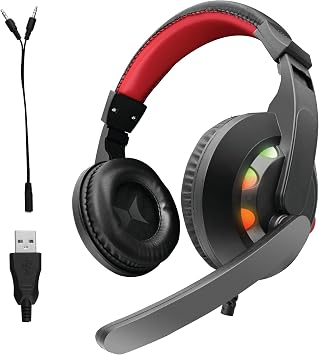 XTREME Gaming PC Headphones LED Lights, Wired Headset, Color Flow Effects, RGB Multicolor, Universal Desktop PC Support
