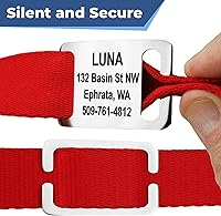 Vista 5 de GoTags Dog Collar with Personalized Nameplate, Adjustable Dog Collar with Custom Engraved Slide On Pet ID Tag in Stainless Steel, Silent, No Noise