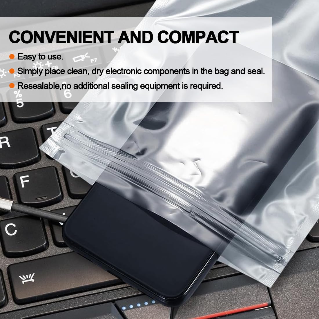 50 sztuk Resealable Antistatic ESD Shielding Bags for PC Accessories and Sensitive Electronic Components
