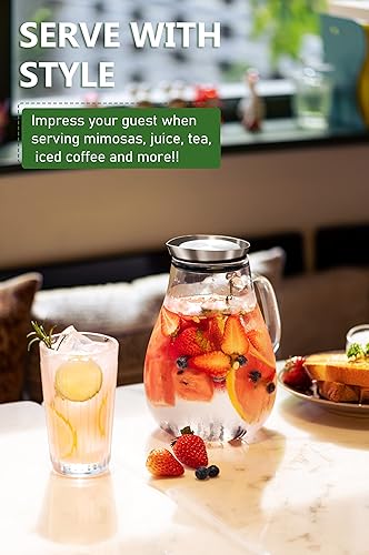 Miniatura 7 de SUSTEAS Jarra de vidrio de 2.0 litros y 68 onzas con tapa para bebidas caseras y hervidor eléctrico SUSTEAS de 57 onzas con termómetro