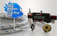 Vista 5 de K&J Premium Paquete de 2 mangueras de acero inoxidable para lavadora de 4 pies a prueba de reventones, mangueras de suministro de agua fría