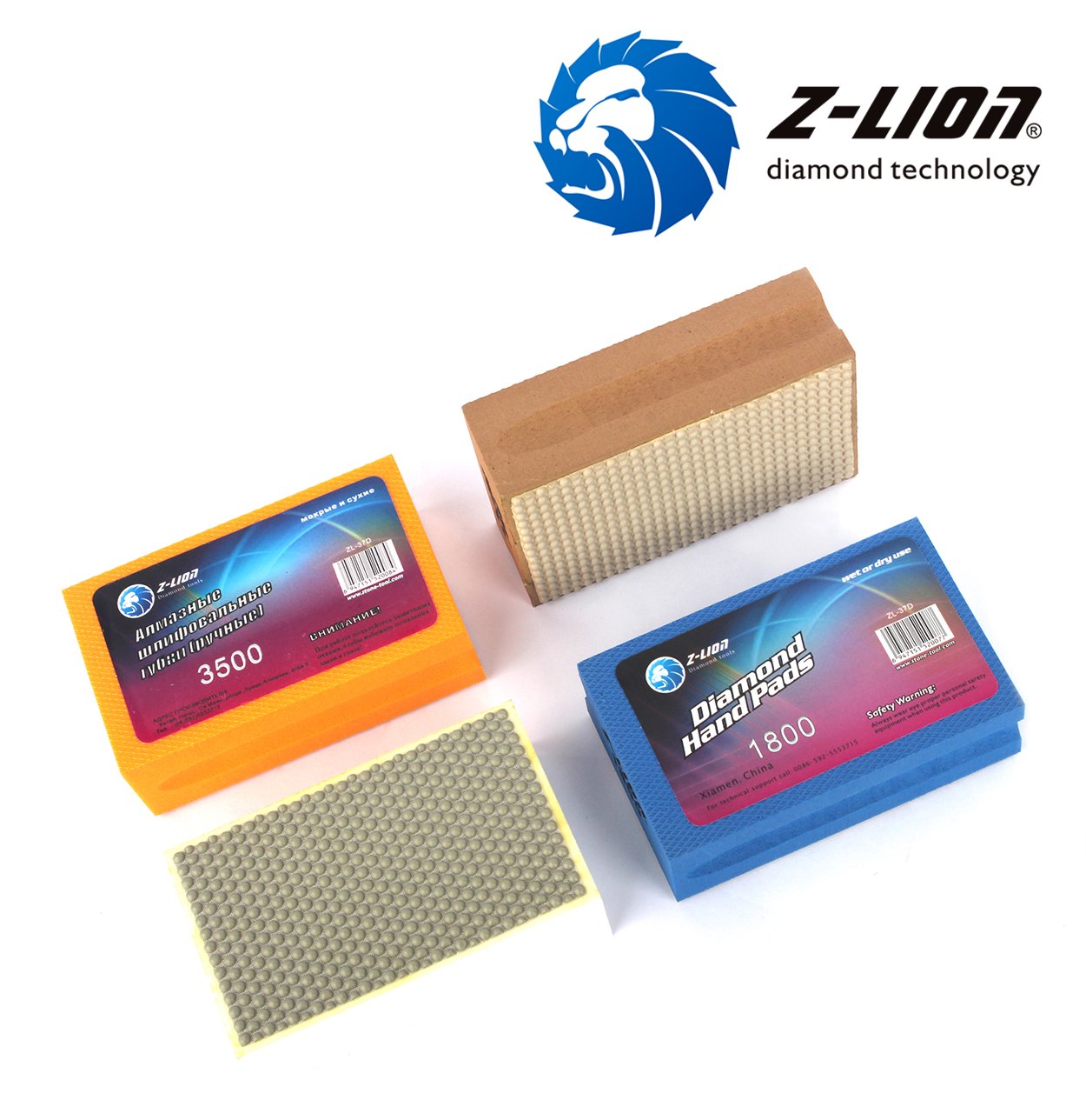 Z-Lion Resin Hand Polishing Pads for Stone Glass Ceramic Marble Granite Fine Sanding,Set of 4 Pcs