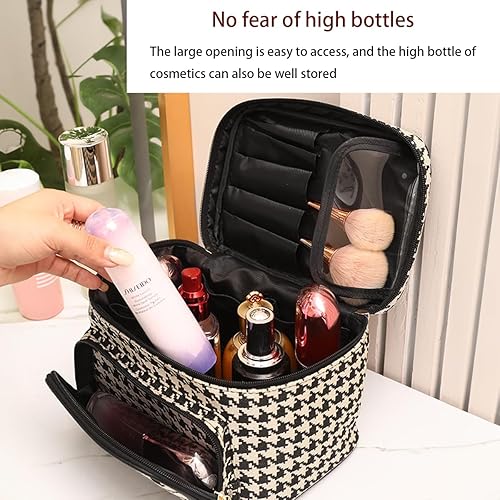 Miniatura 2 de Bolsa de maquillaje de pata de gallo, bolsa de maquillaje para mujer, bolsa de viaje para artículos de tocador, bolsa de cosméticos de