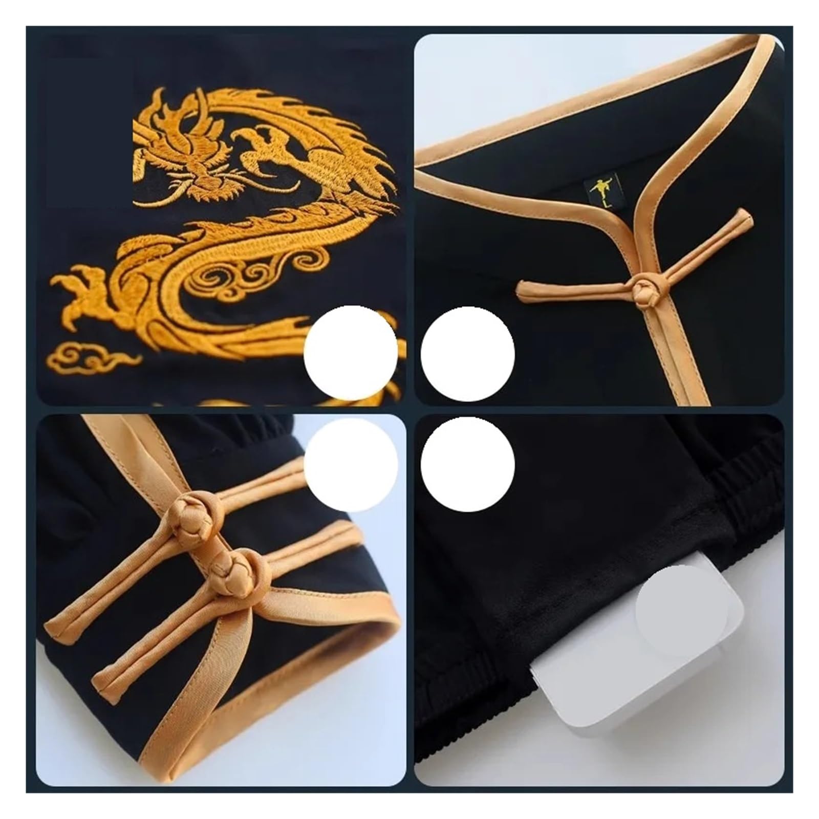 Kimono Jiu Jitsu Conjunto de Ropa de Tai chi con Bordado de Primavera y otoño for Practicar Artes Marciales.(White A,L)