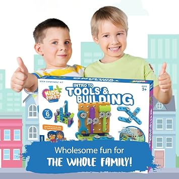 Thames & Kosmos Kids First: Intro to Tools & Building STEM Experiment Kit for Ages 3+ | Build 6 Models, Learn Basic Mechanical Engineering Principles | Make Your Own Workbench with Durable Parts