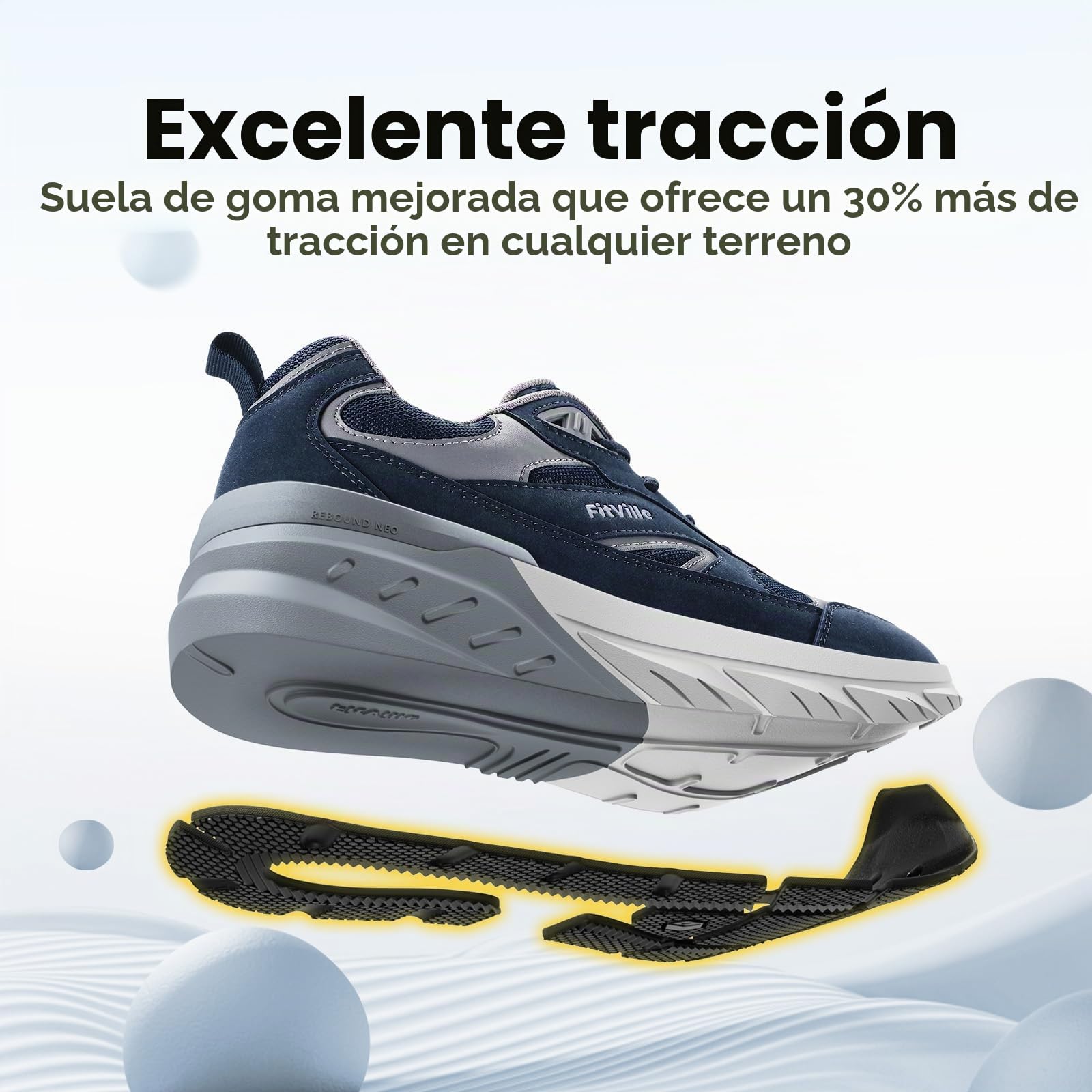 FitVille Zapatillas Extra Ancho Hombre Zapatos Deporte Antideslizantes Sneaker Running Transpirables Caminar