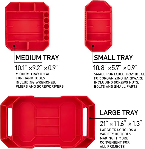 Miniatura 9 de 3 bandejas grandes antideslizantes y flexibles para herramientas, organizador de herramientas, almacenamiento de herramientas, soporte de