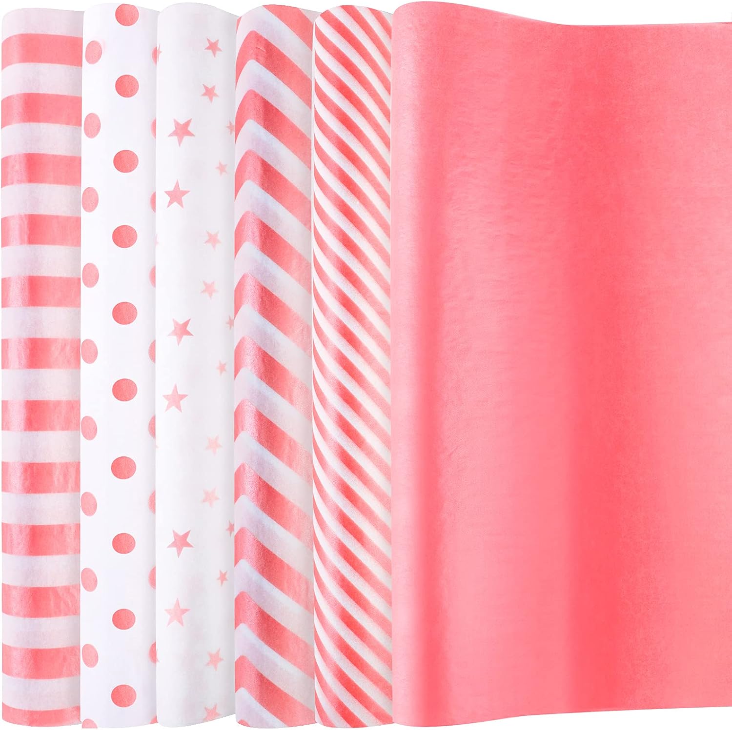 Aodaer 120 Sheets 6 Styles Pink Gold Assorted Tissue Paper Gift Wrapping Tissue Paper Craft Paper Decorative Paper Art Tissue for Weddings Birthday Parties DIY Crafts Christmas, 20 x 14 Inch
