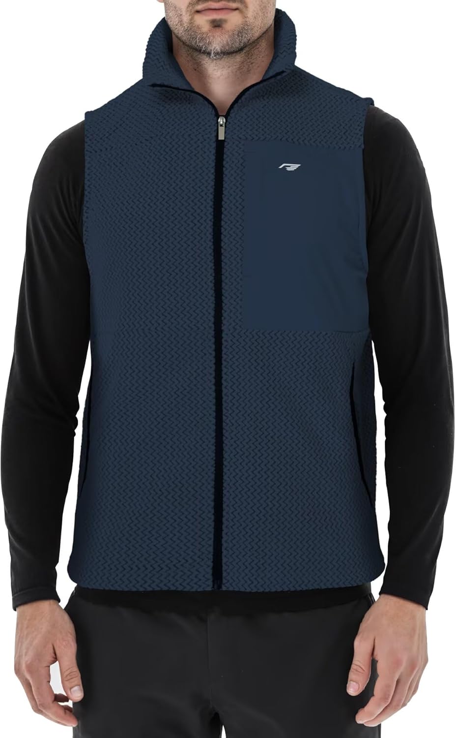 Mens Fleece Vest Full Zip with Chest Pocket Polar Mock Neck Athletic Outerwear Thermal Outdoor Sleeveless - Image 5