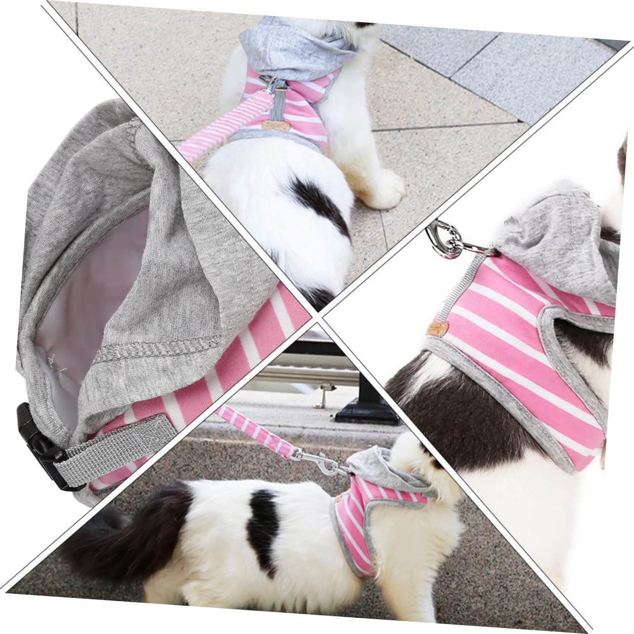Ipetboom Lot De 3 Gilets À Rayures pour Chats avec Boucle À Dégagement Rapide Laisse Anti-Traction pour La Marche Et Le Jogging Quotidiens