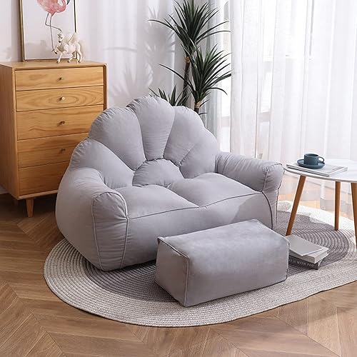 HWOEK Funda para sofá perezoso, puf con reposapiés, asiento de tumbona, funda de puf suave (sin relleno), almacenamiento de animales de peluche o