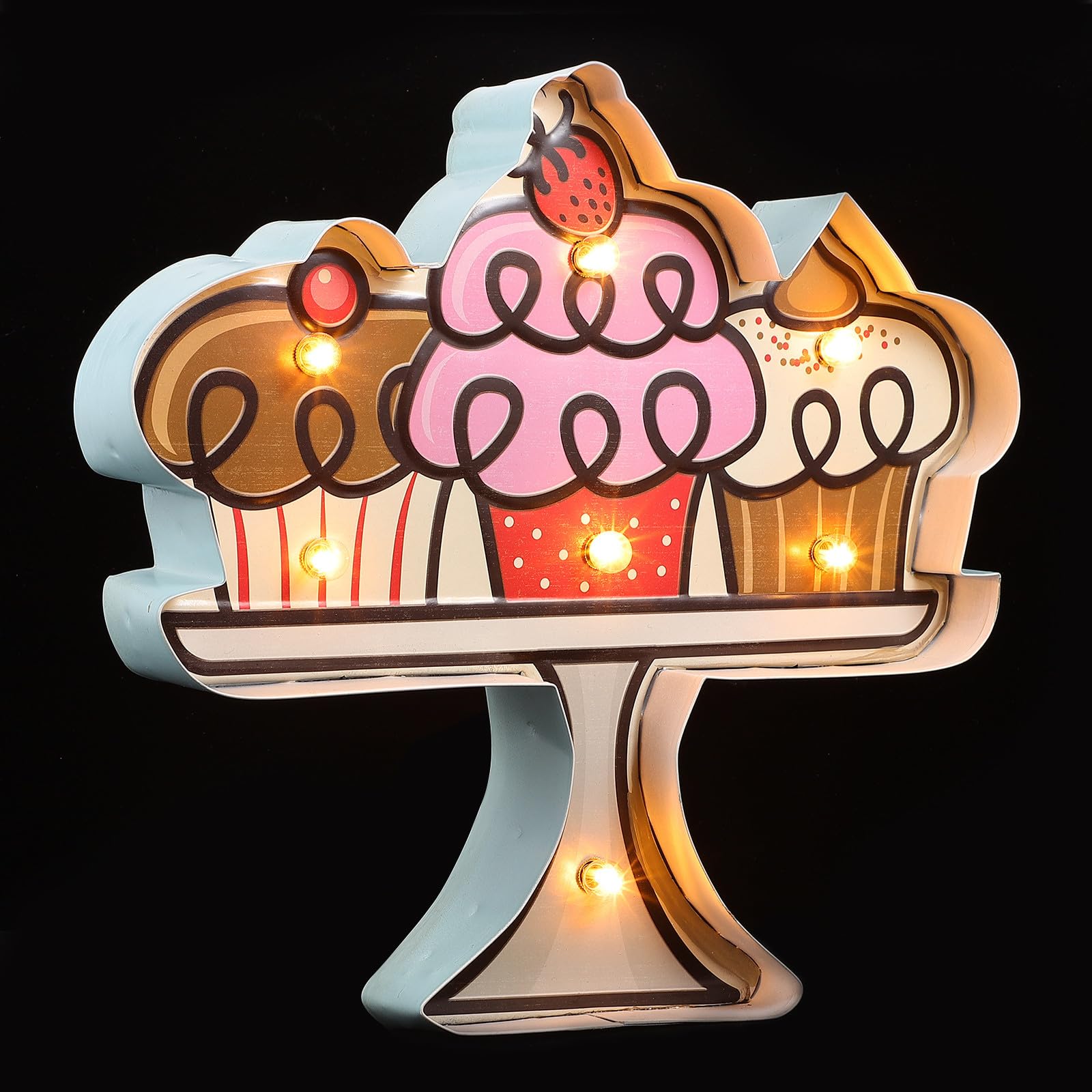 Retro LED Wandleuchte aus Eisen mit Kuchenform Dekorative Beleuchtung Batteriebetrieben für Riegel und Wohnzimmer Wanddeko