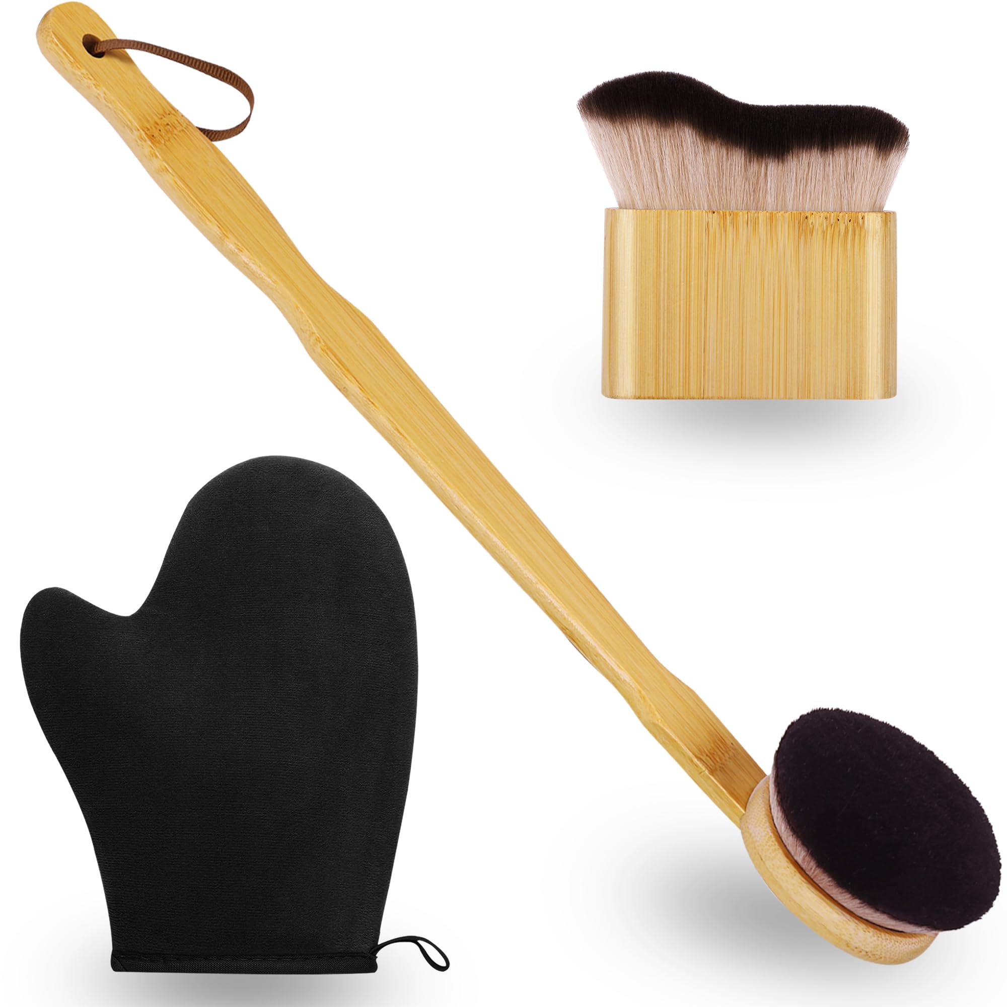 3 in 1 Self Tanning Mitt Self Tanner Brush for Body Kabuki Brush for Self Tanner Mitt Self Tanning Brushes for Self Tan Brushes Tanning Glove Self