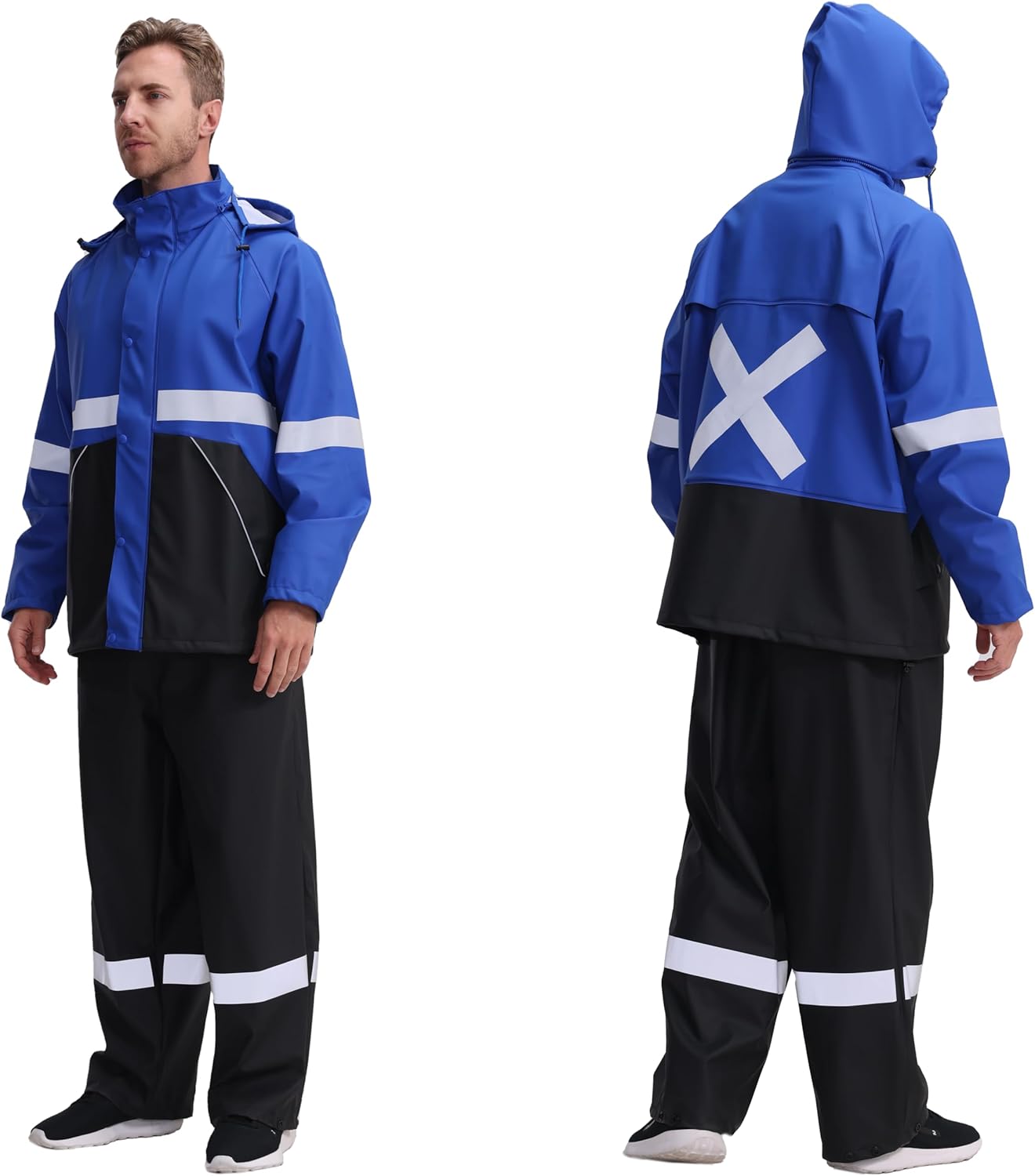 レインスーツ 男性用 高耐久 作業着 防水ジャケット パンツ付き 3ピース