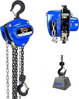 FITHOIST Hand Chain Hoist 1Ton | Chain Fall 2200LBS Capacity | Manual Chain Hoist 10FT | Chain Block Hoist with 2 Heavy Duty Hooks | Heavy Duty Pulley Hoist for Garages Warehouse Automotive Machinery