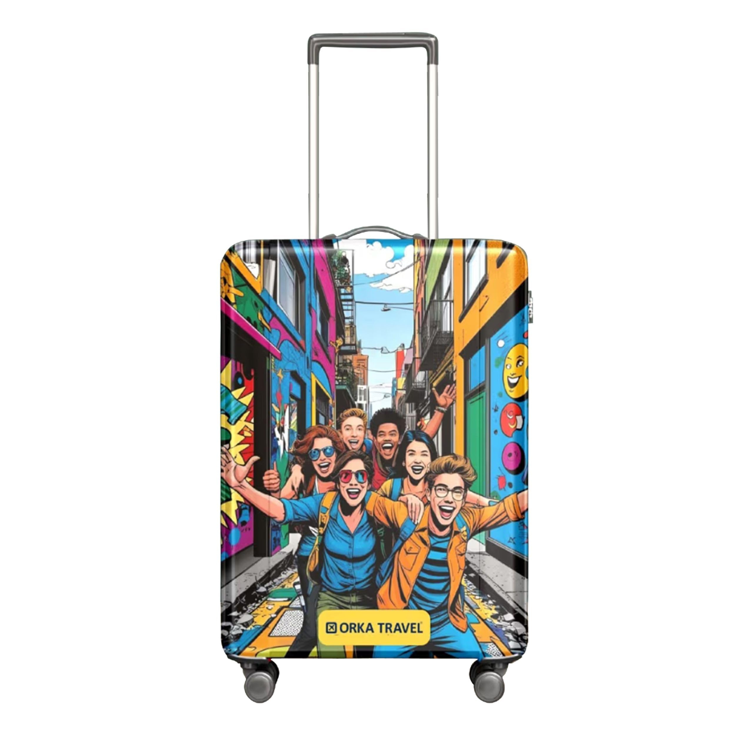 World Tour Theme Digital Printed Spandex Stretchable Fabric Luggage Protector Cover only (Extra Large 30-32 inch) (Suitcase Bag Not Included in This Product)-image-13
